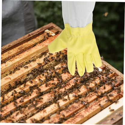 Toddmomy 1 Pair Heavy Duty PU Beekeeping Gloves with Long Sleeves for Gardeners Ventilated Beekeeper's Protective Gear with Elastic Cuffs Safety Gloves for Beekeeping and Outdoor Work