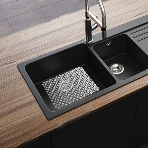 Hemobllo Sink Protectors for Kitchen, PVC Kitchen Mats Protector for Bottom of Farmhouse Sink And Dishes, Countertop Dish Drying Mat and Shelf Liner for Bathroom Counter, 15.75"x11.81"