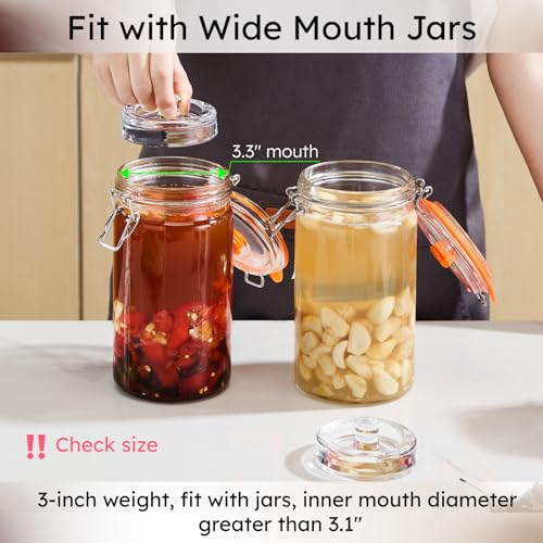 Jillmo Easy Grip Glass Fermentation Weight 3.15 Inch, Food Grade Fermenting Weights for Wide Mouth Gallon Jars, Canning Pickling Weights, Pack of 4 - size: 3.15 inch