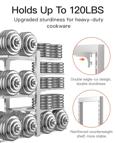 ORDORA Pots and Pans Organizer Rack for Cabinet, 15.83" Height 8-Tier Heavy Duty 120LBS Pot Pan Organizer under Cabinet Adjustable for Cast-iron Pan, Heavy Skillets Griddles, Shallow Pot, Silver - style: M-15.83"H-HeavyDuty-Sliver