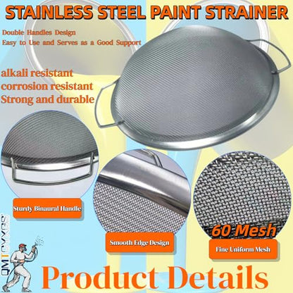Fine Mesh Paint Strainer, 60-Mesh Stainless Steel Filter with Honeycomb Design, Compatible with 5-Gallon Buckets – Efficient Emulsion and Paint Filtration Tool （3-PK）