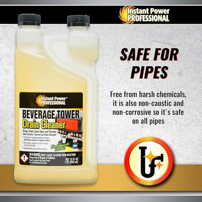 Instant Power Beverage Tower Drain Cleaner - Sink Clog Remover, Drain Defense for Beverage Systems, Made in USA - 32 Fl Oz 12 Pack - size: 12 Pack