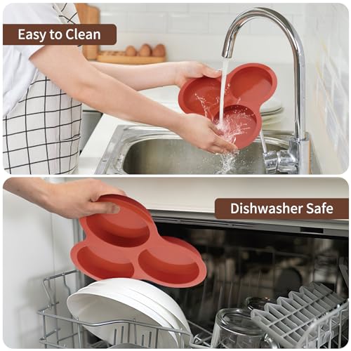 JOERSH 2-PK Air Fryer Egg Mold, 4 Inches Round Egg Bites Silicone Molds, Air Fryer Baking Pan Non-Stick for Breakfast Sandwiches, Hamburger Buns, Pancake, Jumbo Muffin Tops - color: Regular, 3 Cups