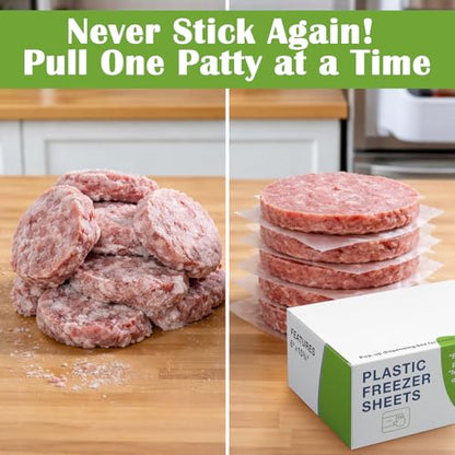 2000 Count 6" x 10.75" Plastic Freezer Sheets Freezer Wrap for Meat Food Non-Stick Non-Porous Polyethylene Wrap for Freezing Meat Fish Cheese Storage Separating BBQ Hamburger Patty