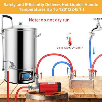 MRbrew Wort Pump Stainless Steel for Wort Transfer, Magnetic Beer Pump Brew with 1/2” NPT Thread Head, Quiet Operation & Excellent High Temperature Resistance System Beer Brewing Kit (RED) - size: Red Pump