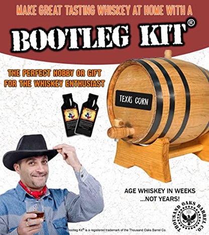Texas Sweet Corn Whiskey Making Bootleg Kit w/Chalkboard & Book- Thousand Oaks Barrel Co. – Make & Age Spirits in an Oak Cask Keg Mini Barrel - Best Father’s Day Gift (5L)