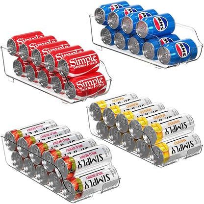 Simple Houseware Assorted Can Organizer for Refrigerator/Pantry, Set of 4, Clear - size: 4 Pack, style: Mixed