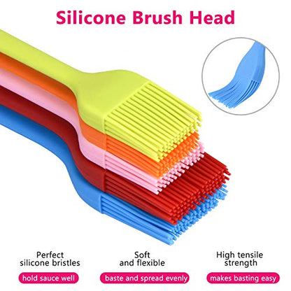 Hhyn Silicone Basting Pastry Brush Set 5 Pack Heat Resistant Spread Oil Butter Sauce for BBQ Grill Barbeque Kitchen Baking Cooking Pastries, 2 Large & 3 Small Multicolor - color: 5 Pcs Multicolor