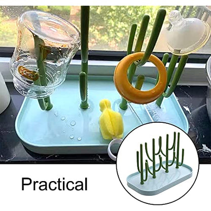 Bottle Drying Rack,Drying Rack for Kitchen Counter,Detachable Bottle Dryer Holder with Base.for Nipples,Cups,Pump Parts and Accessories(Green) - color: Green