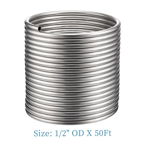 Vigorous Wort Chiller, 1/2" x 50 Ft Food Grade 304 Stainless Steel Coil, Water Chiller for Ice Bath Beer Brewing Tubing Coil, Stainless Steel Immersion Chiller - size: 1/2" x 50 Ft Wort Chiller