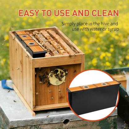 2 Pack 6.5L Bee Pro Feeder,Beeswax-Treated Wood,Feeder Beehive Frame,Bee Feeders for Hives,Beehive Frame for Feeding Deep Frame,Beekeeping Supplies,All eginners and Professional Beekeepers