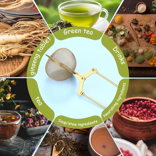 Yinder 30 Pcs Loose Leaf Tea Infuser Stainless Steel Mesh Snap Tea Ball Strainers with Handle Metal (Gold) - color: Gold
