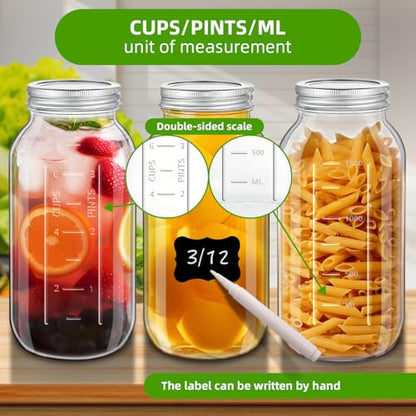 1Pc 64 OZ with scale Large Wide Mouth Mason Jars with Lids, Heavy Duty Glass Airtight Storage Canning Jar and Band Half Gallon / 2 Quart (1)