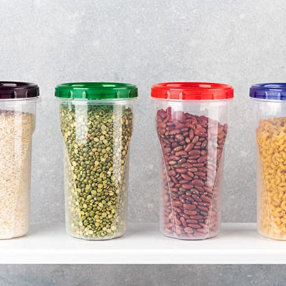 PLASTICPRO 48 Ounce Twist Top Deli Containers Clear bottom With Blue Top Twist on Lids Reusable, Stackable, Food Storage Freezer Container Pack of 4 (Blue) - color: Blue