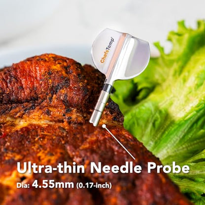 ChefsTemp ProTemp 2 Plus Needle Probe Wireless Meat Thermometer with Temperature Controller Unlimited Range Bluetooth & WiFi Enabled Smart Cooking Smoker Grilling BBQ Oven Kitchen (Stand + 1 Probe)