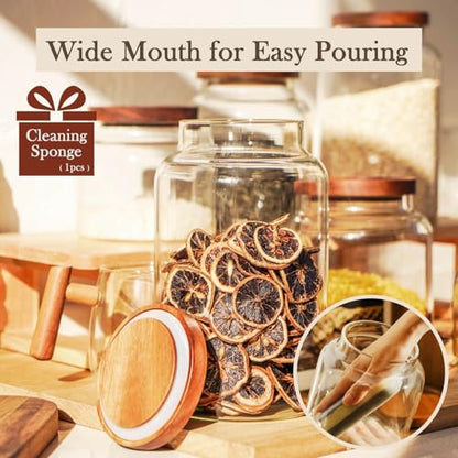 Labina Glass Storage Container Airtight Food Jars Kitchen Canister with Wood Lids, 88 Oz Wide Mouth Pantry Organization Glass Jar for Flour, Sugar, Cookie, Spagetti, Nuts and Candy (2 Pack) - size: B6: 88 Oz 2 pcs