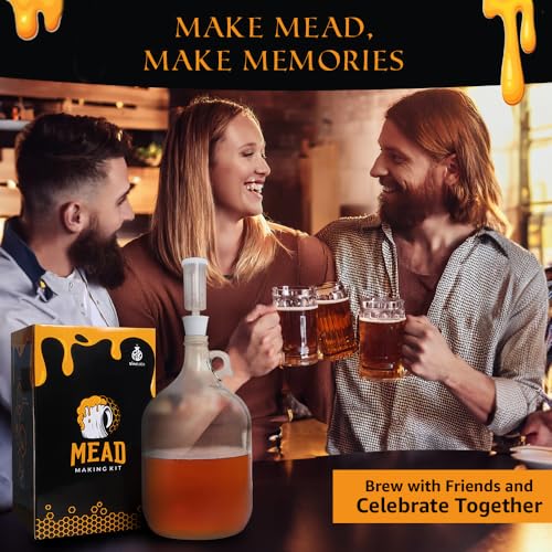 Honey Mead Making Kit with Yeast and Starter Home Brew Accessories, Reusable, Step-by-Step Brewing Process, 1 Gallon, Made in the USA