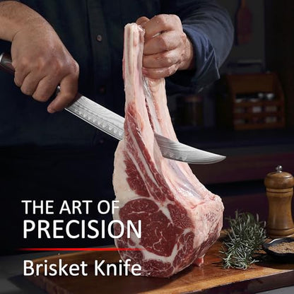 PAUDIN Carving Knife, 10 Inch Butcher Knife, Forged High Carbon German Stainless Steel, Razor Sharp Curved Brisket Slicing Kinfe for Poultry Beef Pork Meat Cutting, Ergonomic wood Handle Design - style: 10" Carving Knife