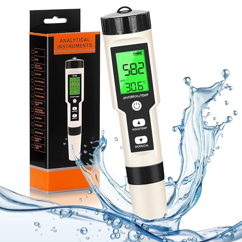 Hydrogen Water Tester 4 in 1 PH,H2,ORP&Temp,pH Meter ORP Meter Hydrogen Tester for Water with ATC & Backlight,Accurate Hydrogen Water ppb/ppm Meter - size: 4 in 1