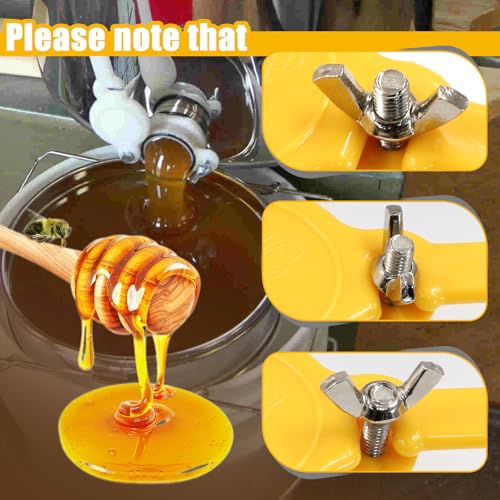 Honey Gate Valve,Bee Bottling Equipment Gate Valve, Plastic Honey Extractor Tap with Wing Nut and Gasket for Bucket Beekeeping Supplies,Yellow