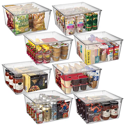 CLEARSPACE Plastic Storage Bins with Lids XL – Perfect Kitchen Organization or Pantry Storage – Fridge Organizer, Pantry Organization and Storage Bins, Cabinet Organizers - size: 8 Pack XL