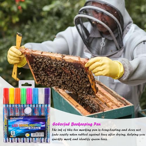 Queen Bee Marker - 8 Colours Bee Marking Kit | Water Based Paint Pen,Quick-Drying Maker Pen Tool Beekeeper M for Beehive Management, Beekeeping Supplies for Queen Bees Markingaker,