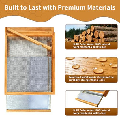 2 Pcs Bee Hive Metal Screened Bottom Board 10 Frame Dipped in 100% Beeswax with Entrance Reducer Screen Bottom Board for 10 Frame Langstroth Beehive Metal Screened Bottom Board Beekeeping Supplies - size: 2 Pack