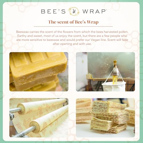 Bee's Wrap Beeswax Wraps for Food - 3 Pack of Assorted Beeswax Wraps - Small, Medium & Large Wrap - Plastic Free Made in USA Reusable Natural Food Wrap - Season's Greetings Print - style: 3 Pack (Season's Greetings)