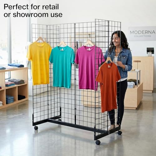SSWBasics Black Grid Gondola Base with Casters (Use with existing 3” on Center Wire Grid Panels )