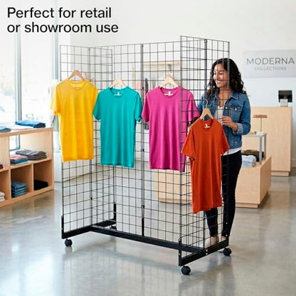 SSWBasics Black Grid Gondola Base with Casters (Use with existing 3” on Center Wire Grid Panels )
