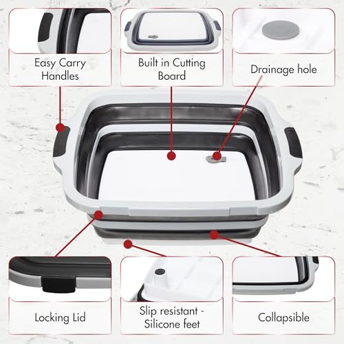 KITCHEN PERFECTION Collapsible XL Smoker & BBQ Prep Tub with Locking Lid & Cutting Board - Grill Caddy Container for Meat Marinating & Brine Perfect For Brisket, Turkey & Ribs - Best Gift For Men - color: Black