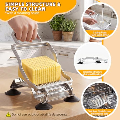 Anatole Commercial Cheese Slicer Butter Cutter for Block Cheese Butter Square with 3/8'' & 3/4'' Interchangeable Cutting Plate Replaceable Stainless Steel Wire Home Restaurant Kitchen Cook Baking Tool