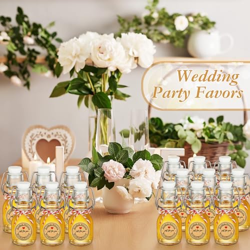 FoldTier 48 Pcs Mini Flip Top Glass Bottle Flip Top for Homemade Vanilla Limoncello Extract Bottles with Caps Stickers for Holiday DIY Crafts Wedding Baby Shower Favors(2 oz) - size: 2 oz