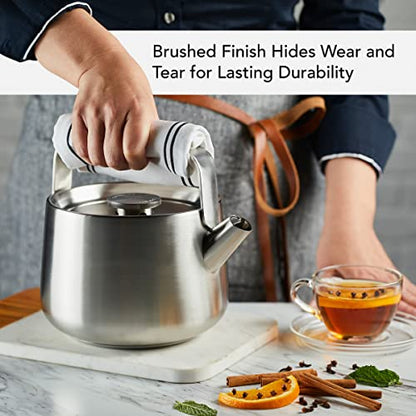 KitchenAid Teakettles Stainless Steel Whistling Teakettle, 1.9 Quart - Brushed Stainless Steel