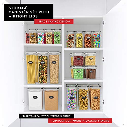 DWËLLZA KITCHEN Airtight Food Storage Container Set - 8 Pieces 1.4L - Plastic BPA Free Kitchen Pantry Storage Containers with Lids - Dishwasher Safe - Include 8 Labels - Keeps Food Fresh & Dry - color: 01 - 1.4L (Set of 8)