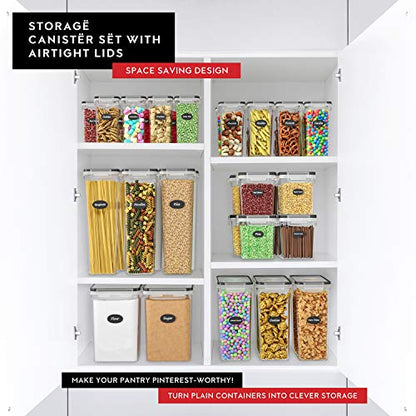 DWËLLZA KITCHEN Airtight Food Storage Container Set - 8 Pieces 1.4L - Plastic BPA Free Kitchen Pantry Storage Containers with Lids - Dishwasher Safe - Include 8 Labels - Keeps Food Fresh & Dry - color: 01 - 1.4L (Set of 8)