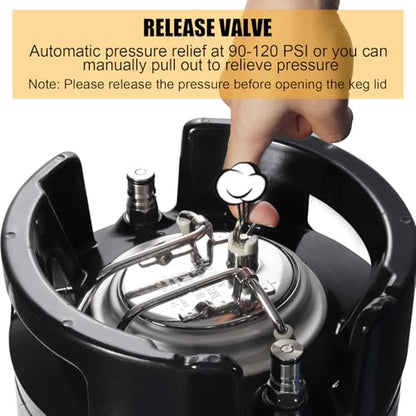 New 2.5 Gallon Corny Keg with 10FT Co2 Tube Kit, Stainless Steel Beer Keg with 2 Keg Lid Gaskets, PVC Beer Gas Line with 4PCS Stainless Steel Hose Clamp, Ideal for Homebrewing