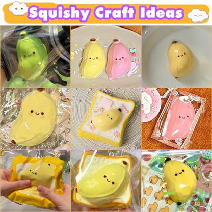 FUNSHOWCASE Fruit Squishy Craft Set Liquid Silicone Banana Silicone Mould Colour Paste - color: Banana