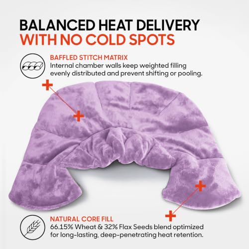 Sharper Image Heated Neck & Shoulder Wrap - Microwavable Warm & Cooling Plush Pad, Scented Aromatherapy (100% Natural Lavender & Herb Spa Blend), Pain Tension Headache Relief Therapy, Gift for Women - color: Lavender