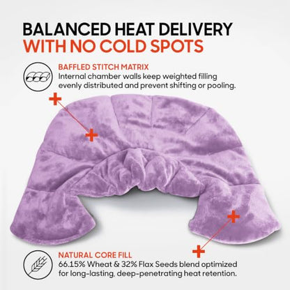Sharper Image Heated Neck & Shoulder Wrap - Microwavable Warm & Cooling Plush Pad, Scented Aromatherapy (100% Natural Lavender & Herb Spa Blend), Pain Tension Headache Relief Therapy, Gift for Women - color: Lavender