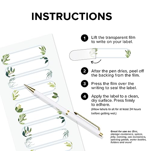 ThreeKin Waterproof Labels for Bottles and Containers - Custom Stickers - All-Purpose and Personalizable - Dishwasher, Freezer and Microwave Safe - BPA-Free - USA-Owned (Greenery, 72pcs) - color: Greenery, size: 72 pcs