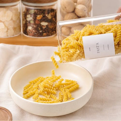 Set of 6 Glass Pantry Jars with Acacia Wood Lids, 32oz Airtight Pantry Storage Containers with 105 Labels, Glass Kitchen Canisters for Coffee, Tea, Sugar, Pasta - size: 32oz 6 Pack