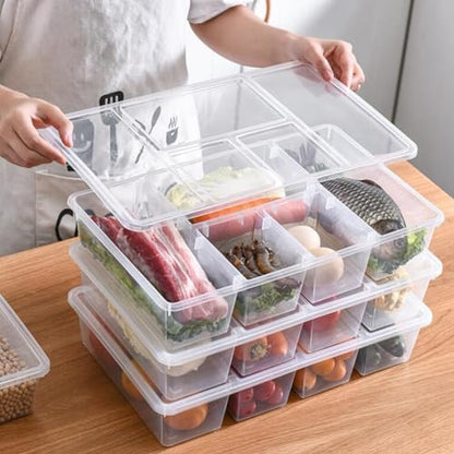UPKOCH Divided Refrigerator Bin Lid Fridge Organizer Bins Small Storage Box Lid Food Fresh Containers