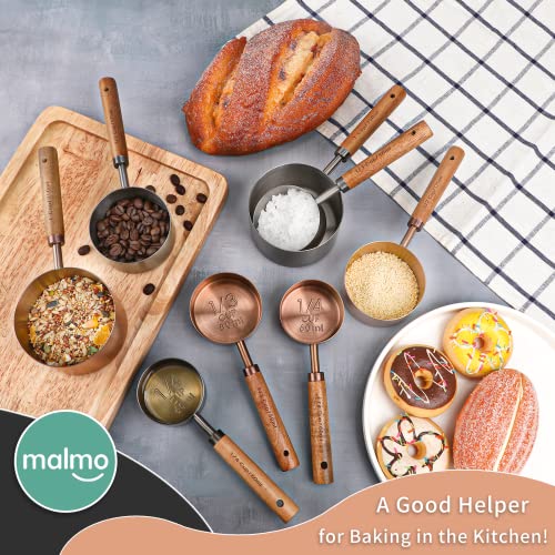 Malmo Measuring Cup with Wooden Handle, 3/4 Cup Titanium-plating 180ml Stainless Steel,Dog Food Scoop, Space Gray - size: 3/4 Cup
