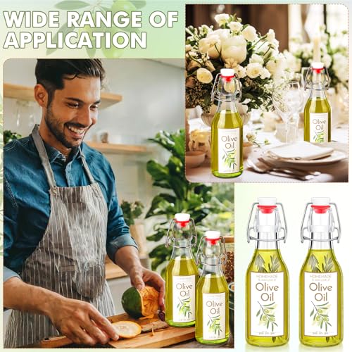 Havawish 16 Pcs 8 oz Mini Olive Oil Bottles Homemade Swing Top Clear Flip Top Bottles with Airtight Lids Labels for Storing Homemade Olive Oil Wedding Baby Shower Favors(Circle) - style: Circle