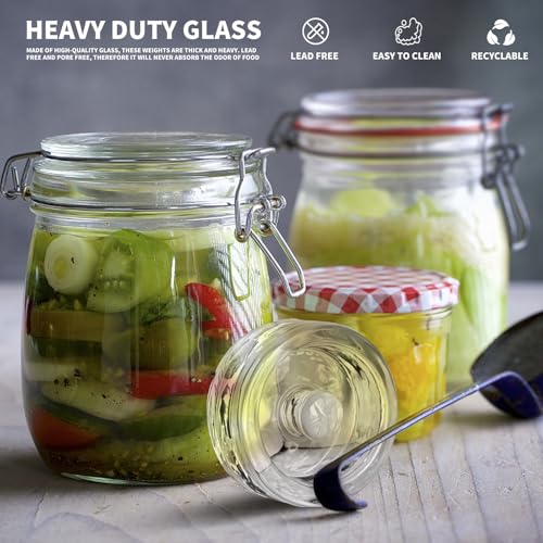 Fermentation Weights,2 Pack Glass Fermentation Weights with Grip Handle,Fermenting Weights for Wide Mouth Mason Jar and Canning Fermenting Pickling Sourkrout