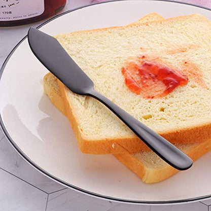 Stainless Steel 18/10 Cheese Desert Knives, Set of 4, Baikai Black Breakfast Butter Knife,Slicer Sandwich Spreader - color: Black