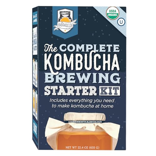 Fermentaholics Kombucha Brewing Starter Kit – USDA Certified Organic SCOBY & Tea, Complete Home Kombucha Making Kit with Culture, Kosher Certified - size: Complete Kombucha Brewing Kit