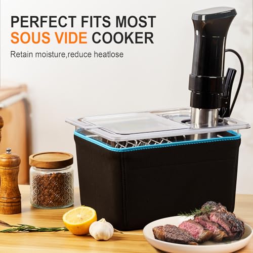 HOMENOTE Sous Vide Container 12 Quart with Universal Collapsible Hinged Lid,Complete Sous Vide Accessories Kit BPA Free,Compatible with Anova and Most Sous Vide Cookers（With Rack and Sleeve） - color: Container - with sous vide rack and sleeve
