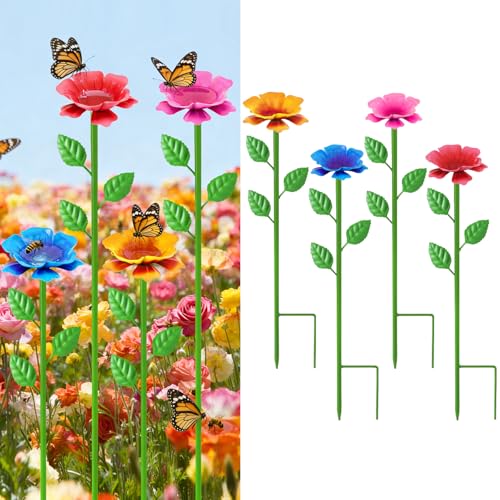 4 Pack Bee Watering Station, Metal Bee Water Station with Flower Design Colorful Butterfly Bath Bowl Drinking Feeder Cups for Outdoor Garden Yard Decor (Red,Pink,Blue,Yellow) - color: 1 Pack (Red,Blue,Pink,Yellow)